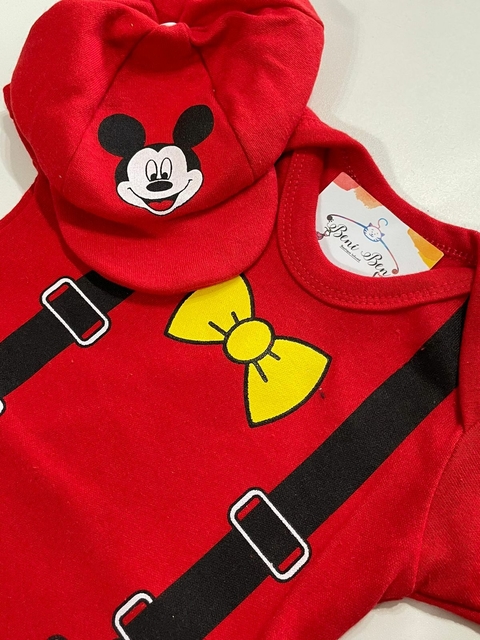 KIT BODY TEMÁTICO + BOINA MlCKEY VERMELHO