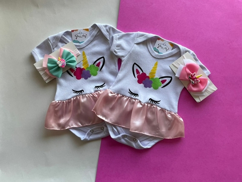 KIT BODY TEMÁTICO + LAÇO UNICÓRNIO