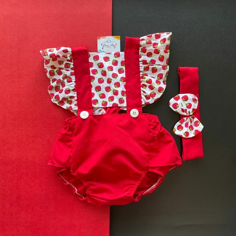 ROMPER JARDINEIRA MORANGO