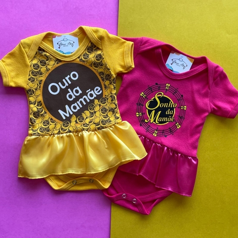 BODY TEMÁTICO SONHO DA MAMÃE E OURO DA MAMÃE C/SAIA
