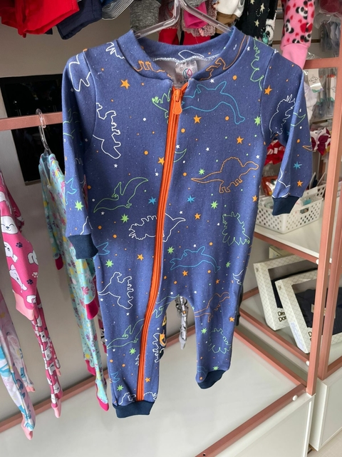 MACACÃO MANGA LONGA COM ZÍPER DINO ESPACIAL - KAPPES