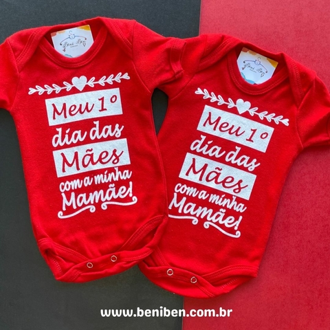 BODY TEMÁTICO - MEU 1º DIA DAS MÃES - VERMELHO
