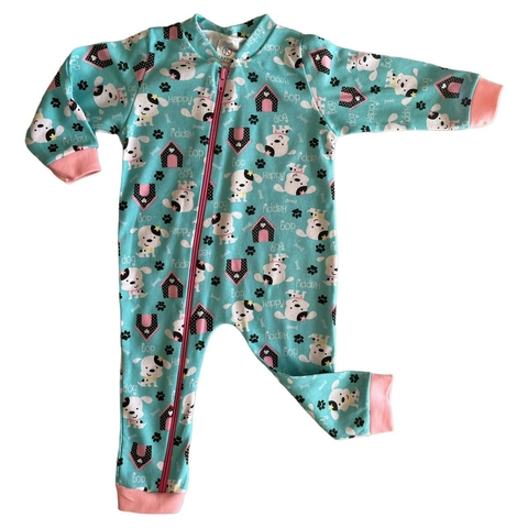 MACACÃO MANGA LONGA COM ZÍPER - CACHORRINHA AZUL - KAPPES