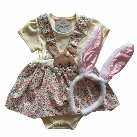 KIT PÁSCOA INFANTIL - COELHINHA FLORAL CREME