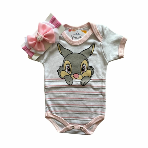 KIT BODY + LAÇO COELHINHA DA PÁSCOA - LISTRAS