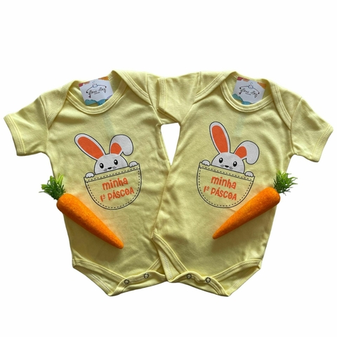 KIT BEBÊ BODY + CENOURINHA 1ª PÁSCOA - AMARELO