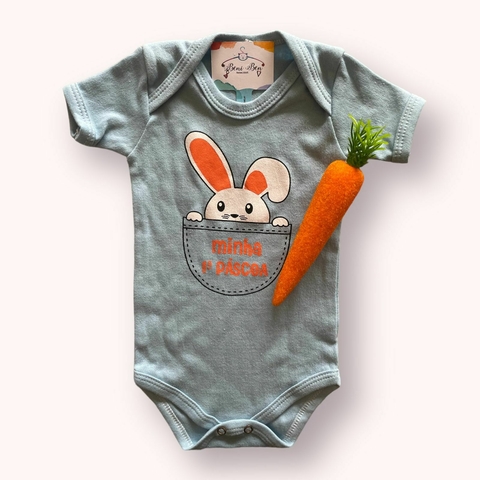 KIT BEBÊ BODY + CENOURINHA 1ª PÁSCOA - AZUL