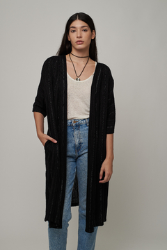 SACO DE LINO NEGRO Y PLATEADO - comprar online