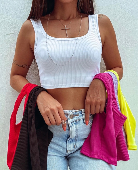 Cropped Alça Grossa Canelado