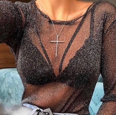 Body Manga Longa Lurex - comprar online
