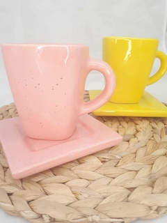 Taza con Plato Cerámica Artesanal - AG Decoraciones