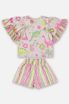 Conjunto Blusa e Short meia malha Dino - Levada da Breca