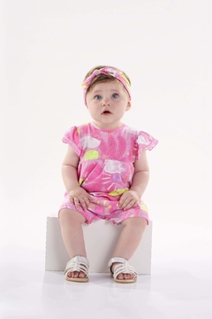 Romper rosa com faixa de cabelo