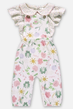 Conjunto Body Golinha e jardineira sapinho com faixa de cabelo