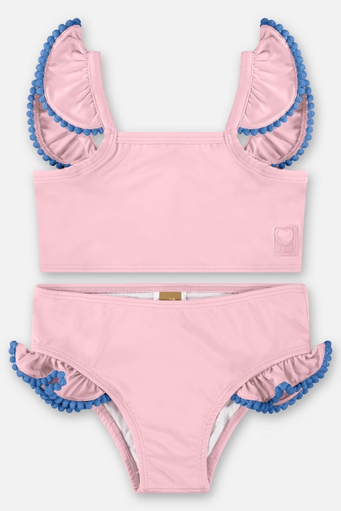 Biquíni rosa com Pompom