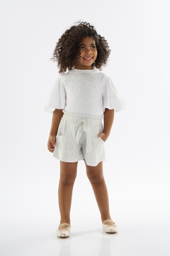 Conjunto camisa pedrinhas e short Clochard prata