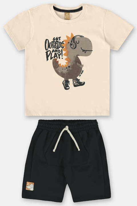 Conjunto T- Shirt Dino e bermuda moletom