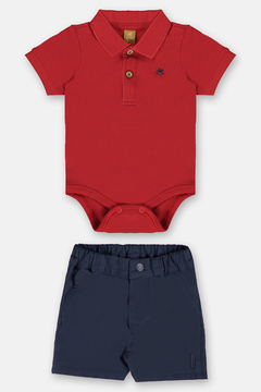 Conjunto body gola polo piquet e Bermuda sarja