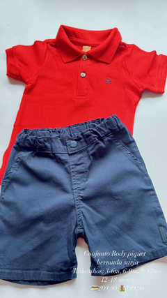 Conjunto body gola polo piquet e Bermuda sarja - loja online