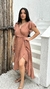 Vestido envelope poá babado marrom - comprar online