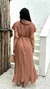 Vestido envelope poá babado marrom - loja online
