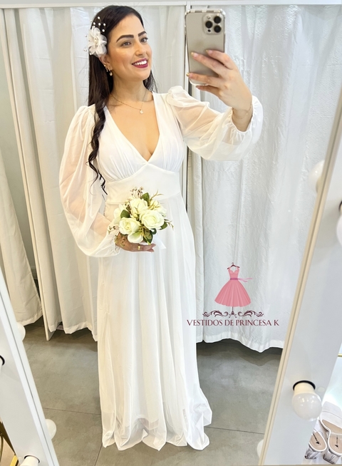 Vestido de princesa Jade Branco Noivas