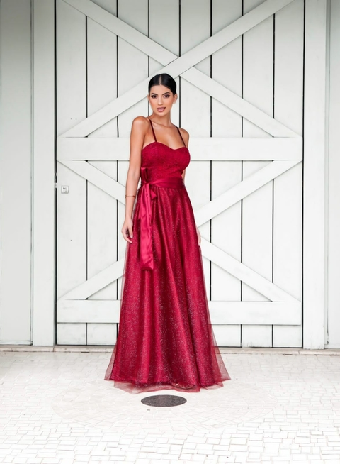 Vestido Debutante Longo Marsala