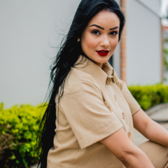 Camisa Cropped Ayla Caqui - loja online