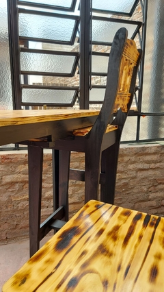 Isla desayunador de madera de pino macizo intervenido + 2 taburetes - comprar online