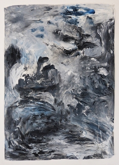 Paisaje monocromo en cuatro actos, Azul II, 2020. Acrílico sobre papel. 99x74 cm.