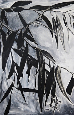 A la sombra del sauce #02, 2020. Acrílico, grafito y barniz sobre lienzo. 140x90 cm.