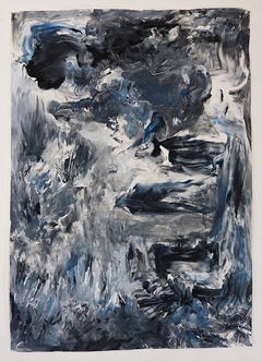 Paisaje monocromo en cuatro actos, Azul IV, 2020. Acrílico sobre papel. 99x74 cm.