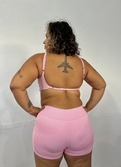 Conjunto Rosa Algodão Doce - short bolso e Top Alça Fina na internet