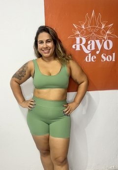 Conjunto Verde Margarita - Short e Top Alça Grossa