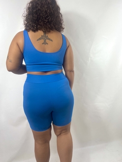 Conjunto Azul Caneta - short e Top Alça Grossa - Rayo de Sol