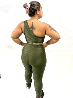 Conjunto Verde Elite - Calça Legging e Top ombro só