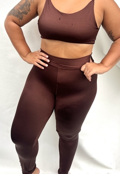 Calça Legging - Marrom brilho