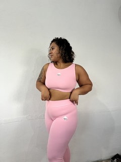 Conjunto Rosa Algodão Doce - Calça e Top Fechado Ilana na internet