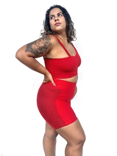 Short meia coxa - Vermelho onça