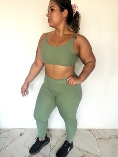 Conjunto Verde Margarita - Calça Legging e Top Alça grossa