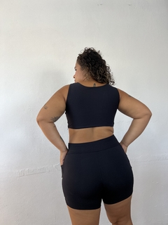 Imagem do Conjunto short Bolso e Top Fechado Ilana - Marrom Couro