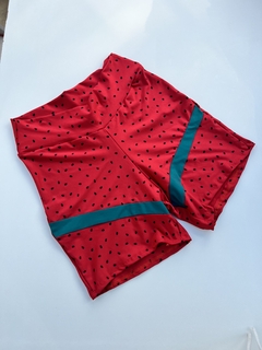 Short Meia Coxa Bi - Vermelho Semente com Verd