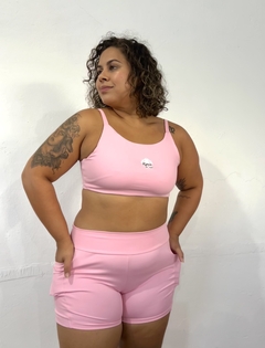 Conjunto Rosa Algodão Doce - short bolso e Top Alça Fina - comprar online