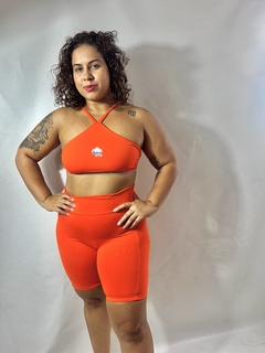 Conjunto Laranja - Short Bolso e Top Frente unica na internet