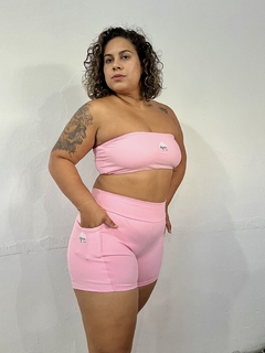 Conjunto Rosa Algodão Doce - short com bolso e Top Faixa na internet