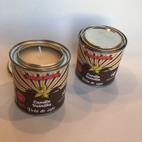 Vela de soja en lata de pintura
