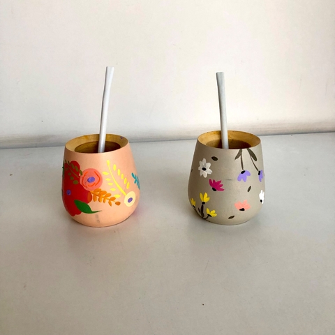 Mate de madera - pintados