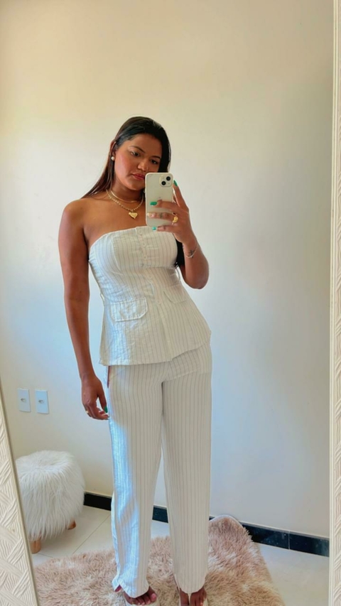 Colete Risca De Giz Com Bojo e Lastex