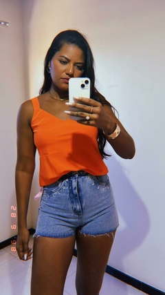 Regata Blusa Social Alça Grossa crepinho Moda Verão Poliéster M - comprar online