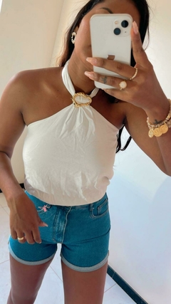 Blusa Feminina Com Fivela Elegante com elástico nas costas - FlorFlor Moda Feminina